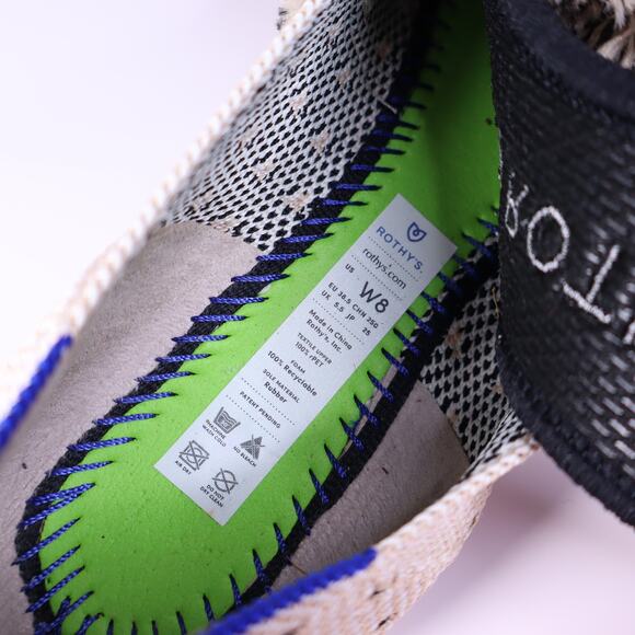 ROTHY'S Tuxedo Mary Janes Flats Tan Pointed Toe Fringed Bow Women's 8 - Picture 7 of 7